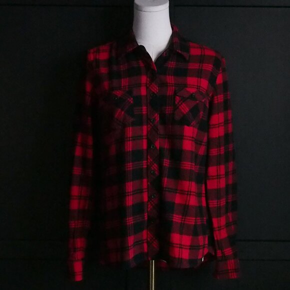 Original Weatherproof Vintage Tops - Original Weatherproof Vintage | Plaid Flannel Shirt in Red & Black
